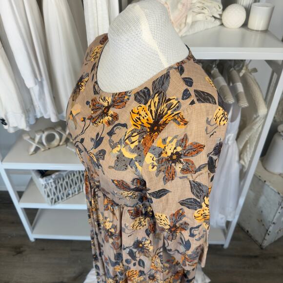 Emery Rose Women's Size XL Beige Floral A Line Knee Length Dress #3268 - Picture 5 of 9